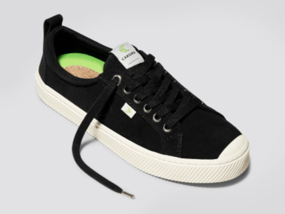 Cariuma Black SUEDE Low-Top Sneakers with Cream Sole